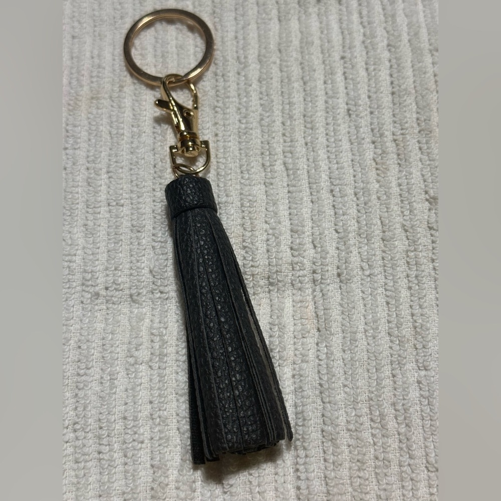 Black Tassel Key & Card Holder Accent with Gold Hardware